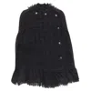 Msgm Black Tweed Fringe Cape Coat