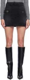 Msgm Eyelet-embellished Denim Miniskirt In 99 Black