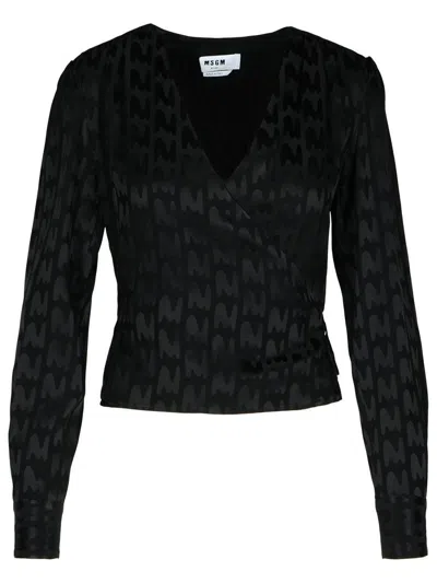 MSGM MSGM BLACK VISCOSE BLEND BLOUSE