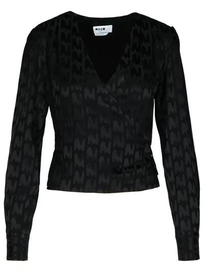 MSGM MSGM BLACK VISCOSE BLEND BLOUSE