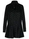 Msgm Black Satin Mini Dress With Themwave Motif In Black