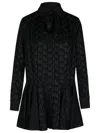 Msgm Black Satin Mini Dress With Themwave Motif In Black