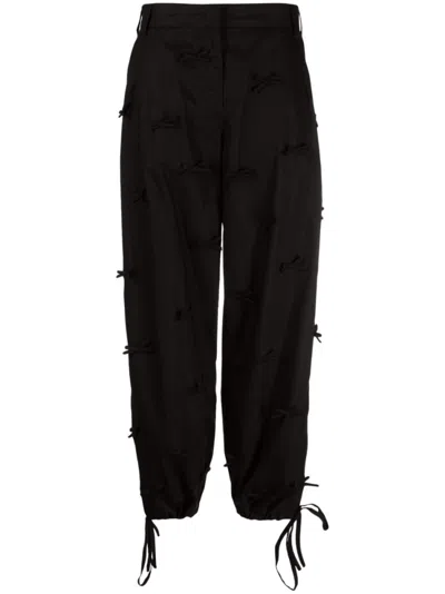 MSGM BLACK WIDE-LEG TROUSERS