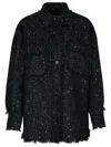 Msgm Black Shirt With All-over Multicolor Sequins In Heavy Fabric Woman In Black