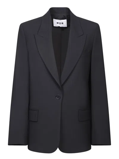 MSGM BLACK WOOL JACKET