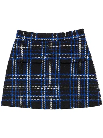MSGM BLACK/BLUE TARTAN PATTERN SKIRT