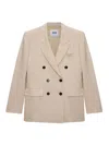 Msgm Double-breasted Blazer In Neutral