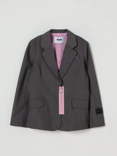 MSGM BLAZER MSGM KIDS KIDS COLOR GREY,H38456020