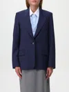 Msgm Logo Patched Plain Blazer In Blue Navy