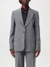 Msgm Tailored Buttoned Jacket With Peak Lapels In Grau