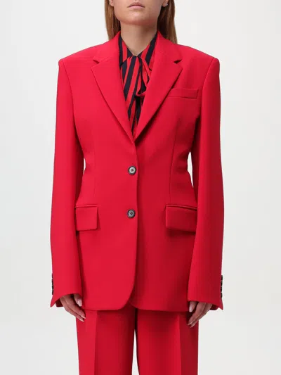 Msgm Double Crepe Cady Single Breast Jacket In Rot