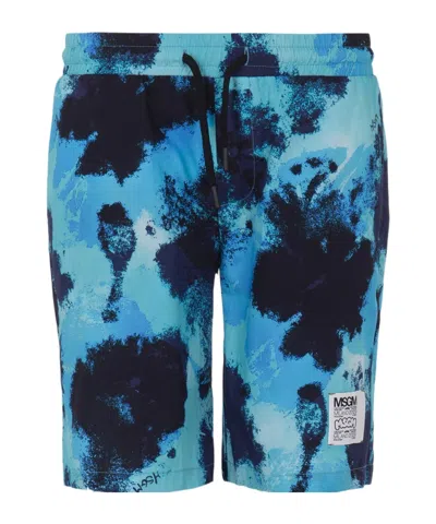 Msgm Bleached Denim Shorts In Blue