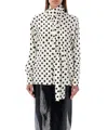Msgm Polka Dot-print Gathered-detail Shirt In Beige