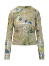 Msgm Sequin-embellished Blouse In Yellow