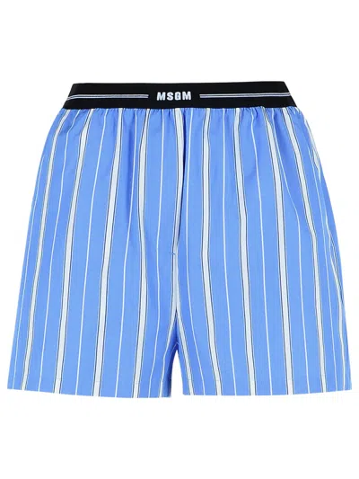 MSGM MSGM BLUE COTTON SHORTS