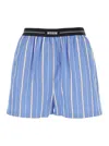 Msgm Cotton Poplin Shorts In Blue
