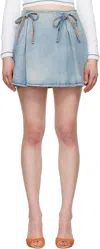 Msgm Blue Bow Accent Denim Miniskirt In 85 Light Blue