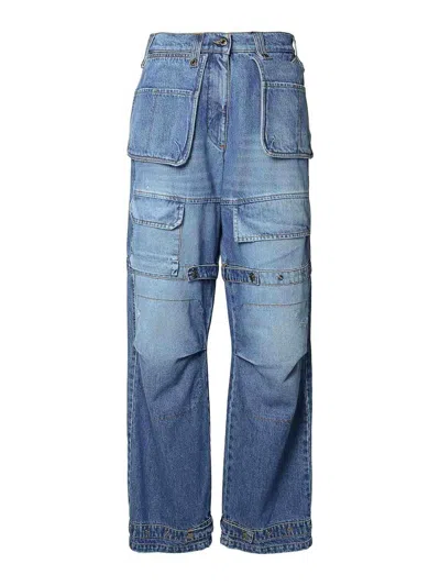 Msgm Blue Cotton Blend Cargo Jeans