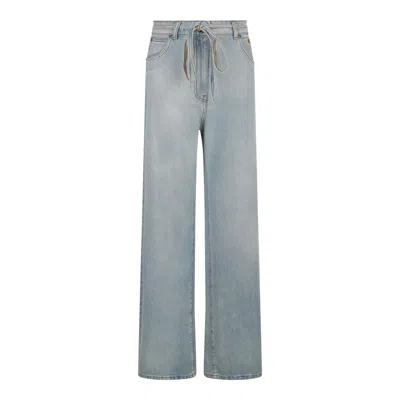 Msgm Blue Cotton Clothing Trousers In Gray