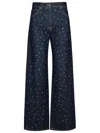Msgm Ide-leg Jeans With Multicoloured Studs In Blue