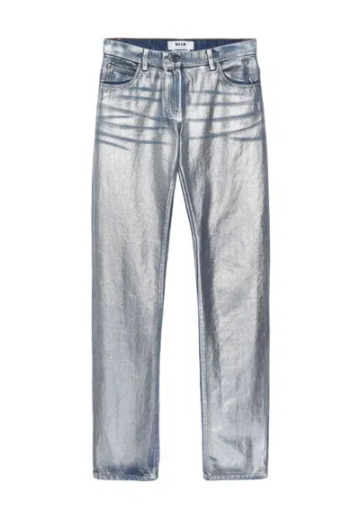 Msgm Blue Cotton Pants