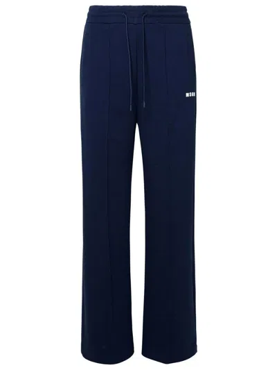 Msgm Blue Cotton Pants In Navy
