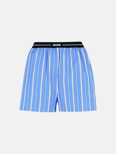 Msgm Blue Cotton Shorts