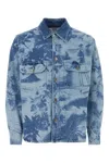 Msgm Unique Print Denim Shirt In Blue