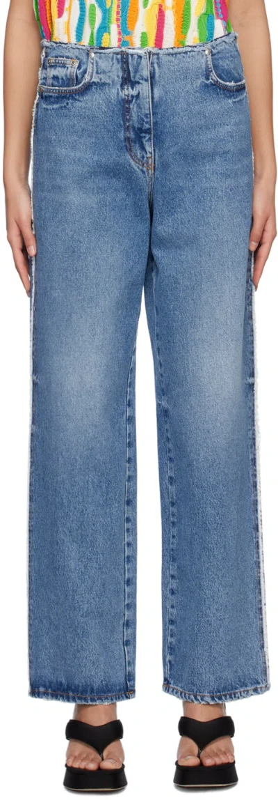 Msgm Blue Distressed Jeans In 88 Blue
