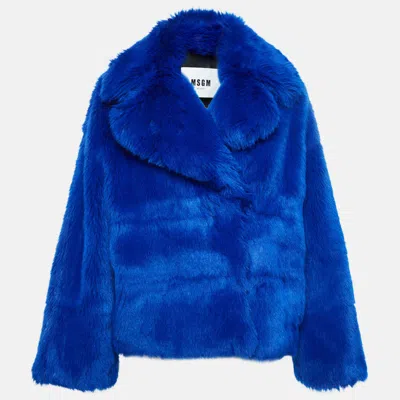 Pre-owned Msgm Blue Faux Fur Jacket M