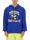 Msgm Logo-embroidered Cotton Sweatshirt In Blue