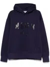 Msgm Blue Hoodie In Cotton With Logo And Pocket In Blue