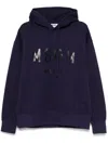 Msgm Blue Hoodie In Cotton With Logo And Pocket