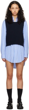Msgm Blue Layered Minidress In Blue