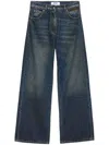 Msgm Embroidered Logo Wide Leg Jeans In Blue