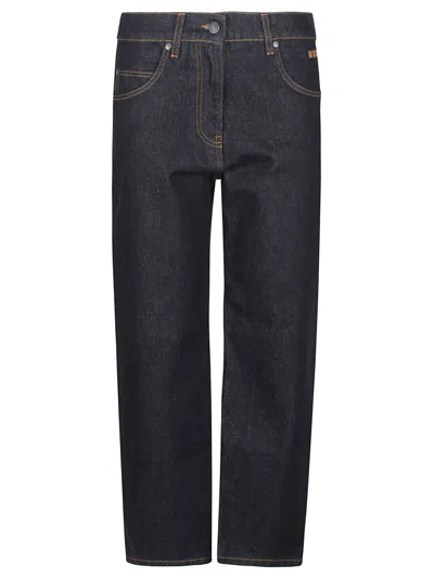 MSGM BLUE LOGO-PLAQUE STRAIGHT-LEG JEANS