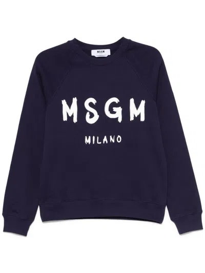 Msgm Blue Logo Sweatshirt