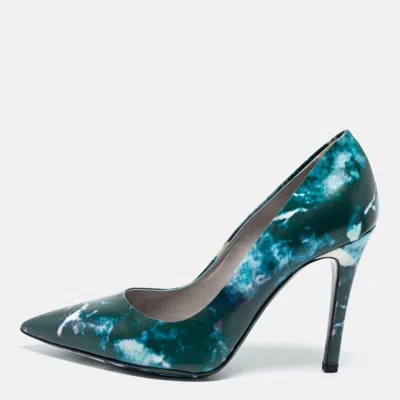 Msgm Blue Marble Print Pointed Toe Pumps