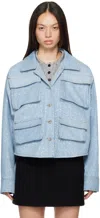 Msgm Blue Paint Splatter Denim Shirt In 89 Blue