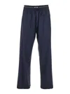 Msgm Blue Pants With Logo Band And Drawstring Waist In Cotton Man In Blue