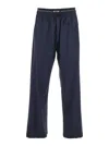 Msgm Blue Pants With Logo Band And Drawstring Waist In Cotton Man