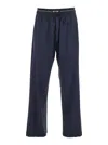 Msgm Blue Pants With Logo Band And Drawstring Waist In Cotton Man In Blue