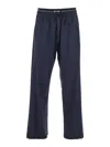 Msgm Blue Pants With Logo Band And Drawstring Waist In Cotton Man In Blu
