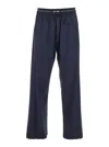 Msgm Blue Pants With Logo Band And Drawstring Waist In Cotton Man In Blue
