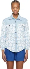 Msgm Blue Printed Denim Shirt In Blue