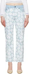 Msgm Blue Printed Jeans In 85 Light Blue