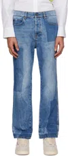 Msgm Blue Reserve Patchwork Jeans In 88 Blue