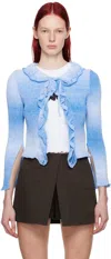 Msgm Blue Ruffled Cardigan In 84 Light Blue