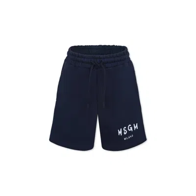 Msgm Blue Shorts For Kids With Logo
