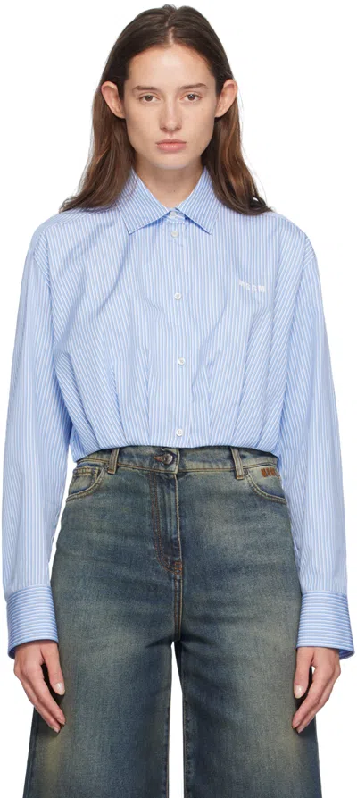 Msgm Blue Striped Shirt In 84 Light Blue